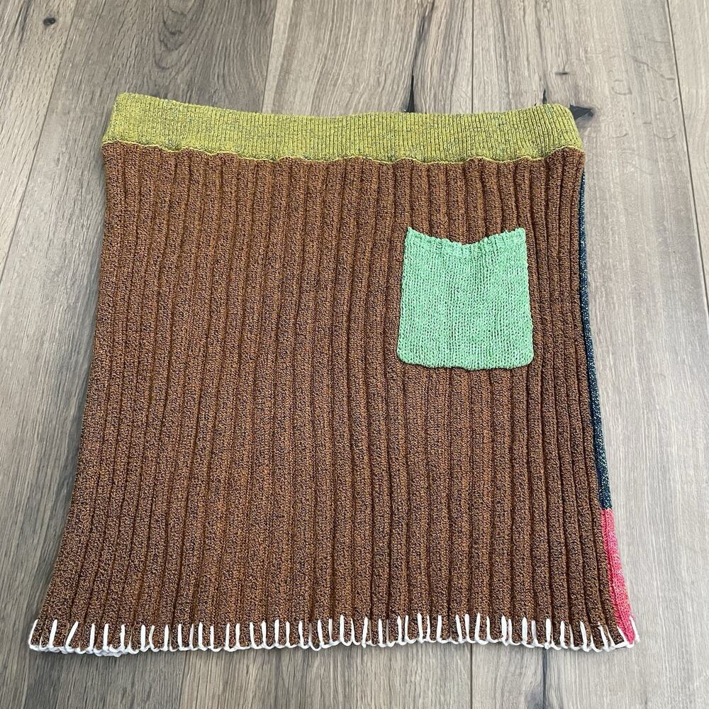 Yan Yan Knits Tweedle Mini Skirt Size Large Multicolor Chunky Knit Pull On EUC - Picture 8 of 10